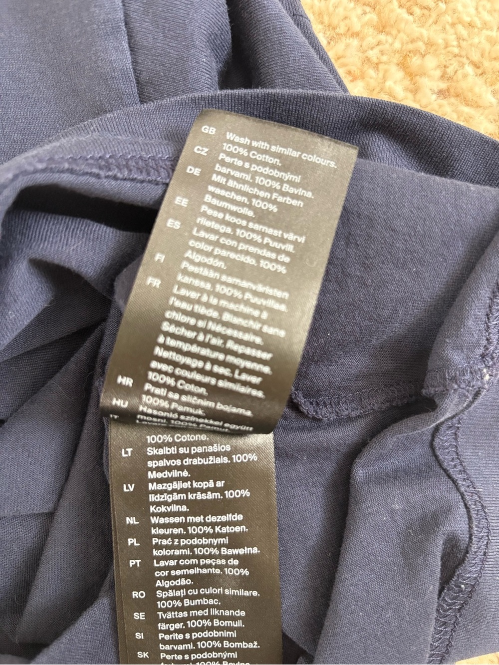 COS Mock Neck Boxy T-Shirt in Navy - Picture 7 of 7